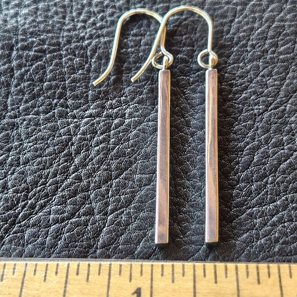 Sleek Silver Stick Earrings - Picture 2 of 6